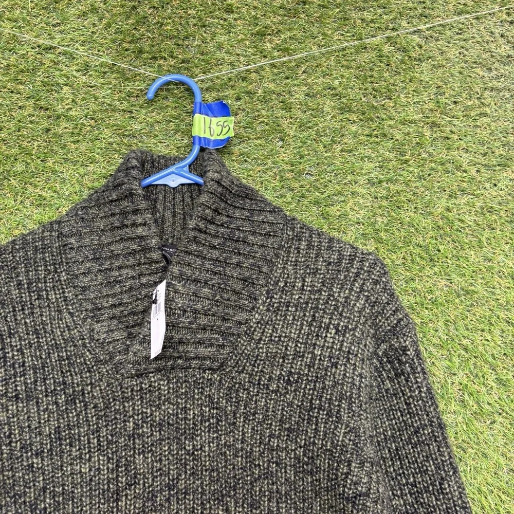 BANANA REPUBLIC Wool Blend Knit Sweater Mens Medium Green Shawl Neck Dress NWT